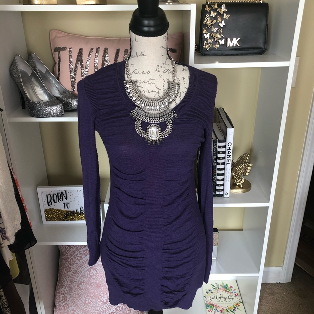 Gianni bino purple sweater dress